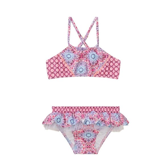NWT SEAFOLLY Bohemian Boho Ruffle Jardin Apron Tankini Set Toddler 1Multi